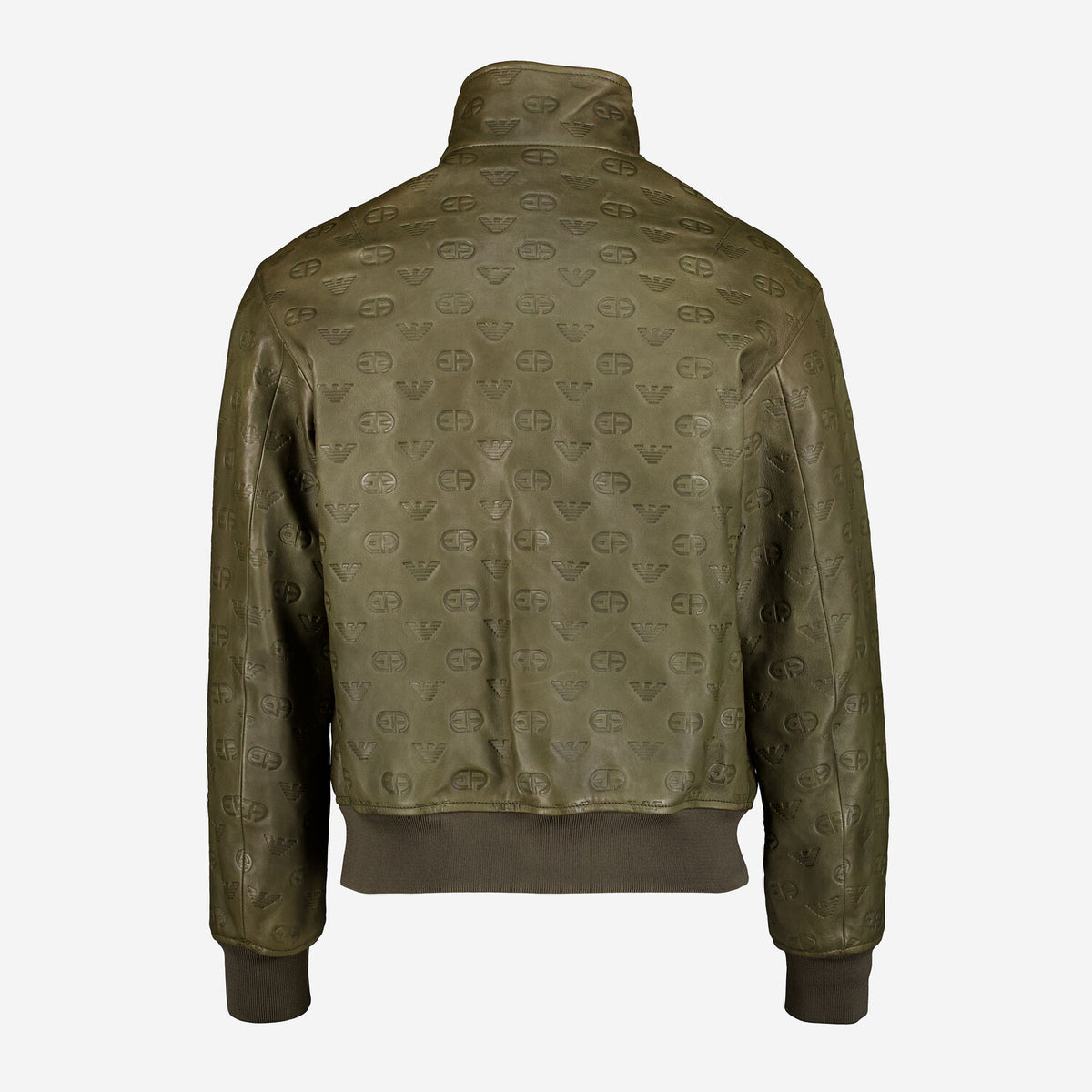 EMPORIO ARMANIオリーブグリーン レザージャケット Emporio Armani Reversible Mens Olive Green Embossed Lamb