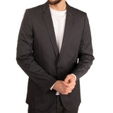 Hugo by Hugo Boss Grey Striped Wool Blends Two Piece Suit