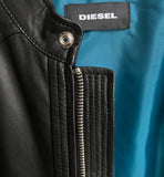 Diesel L-SHIRO Men's Black Sheepskin Embossed Logo Leather Jacket