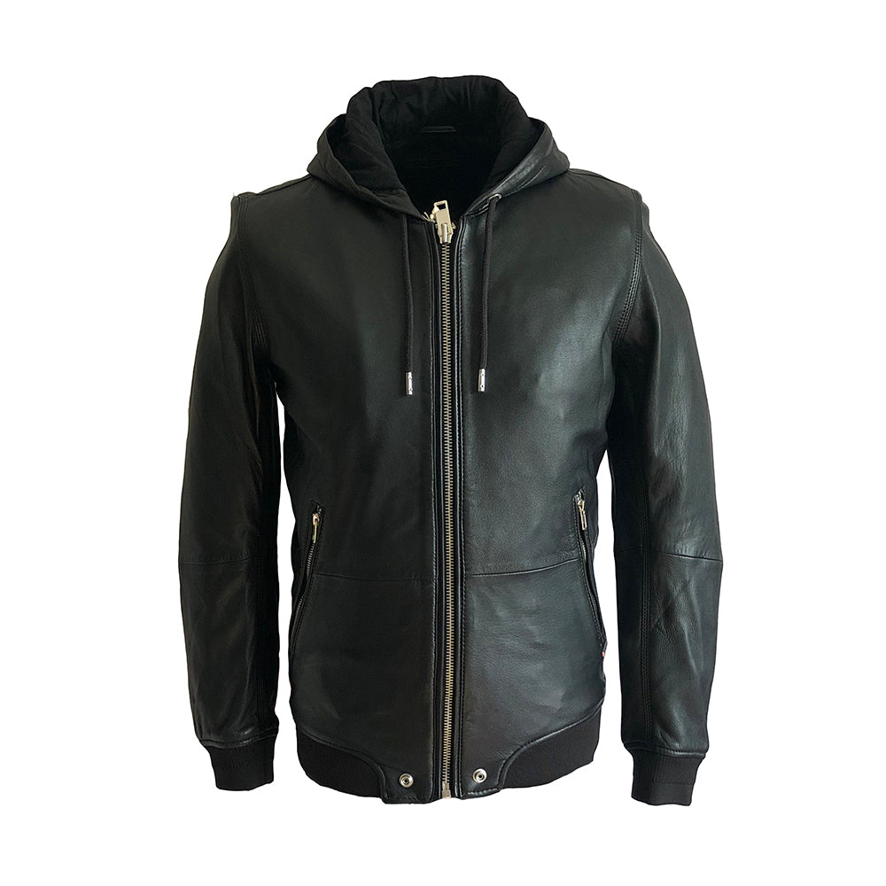 Diesel hooded leather jacket best sale