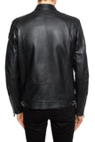 Diesel L-SHIRO Men's Black Sheepskin Embossed Logo Leather Jacket