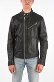 Diesel R-RAMYTON Mens Black Sheepskin Embossed Logo Leather Jacket