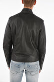 Diesel R-RAMYTON Mens Black Sheepskin Embossed Logo Leather Jacket