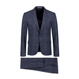 Hackett London Mayfair Navy Windowpane Suit – Fox Brothers Wool Flannel Two Piece Suit