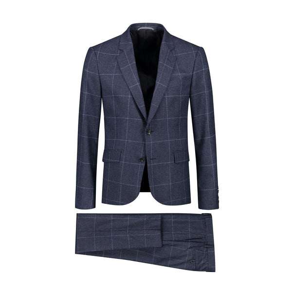 Hackett London Mayfair Navy Windowpane Suit – Fox Brothers Wool Flannel Two Piece Suit