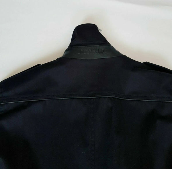 KARL LAGERFELD Black Cotton Stretch Trench Coat