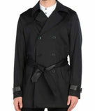 KARL LAGERFELD Black Cotton Stretch Trench Coat