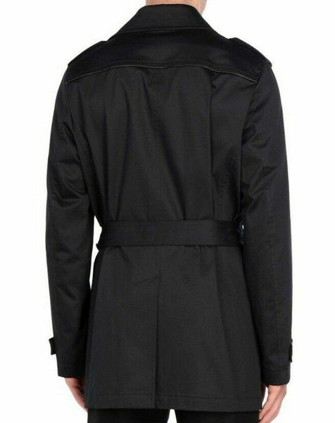 KARL LAGERFELD Black Cotton Stretch Trench Coat