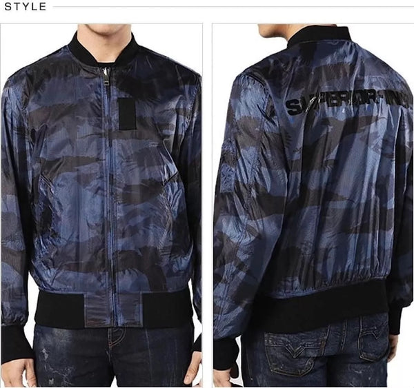 Diesel J-TOWN Mens Reversible Blue Camouflage & Black Bomber Jacket