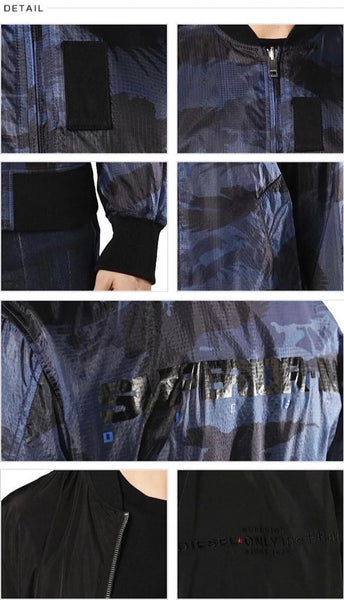 Diesel J-TOWN Mens Reversible Blue Camouflage & Black Bomber Jacket