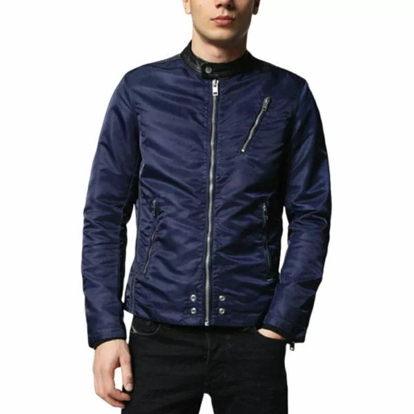 Diesel J-NEATS Men's Blue Biker Style Nylon Jacket