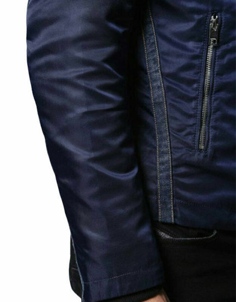 Diesel J-NEATS Men's Blue Biker Style Nylon Jacket