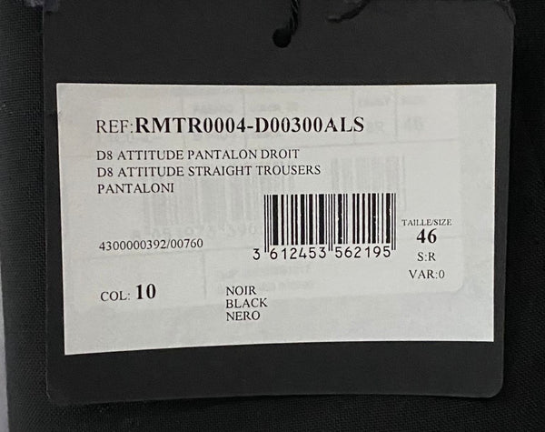 Lanvin D8 Attitude Straight Trousers 100% Wool Made in Italy