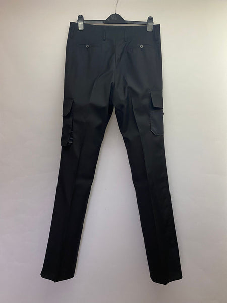 Lanvin Black High Waist Straight Trousers Side Pockets 100% Wool Made in Italy