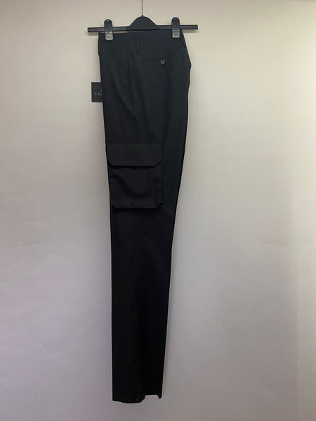 Lanvin Black High Waist Straight Trousers Side Pockets 100% Wool Made in Italy
