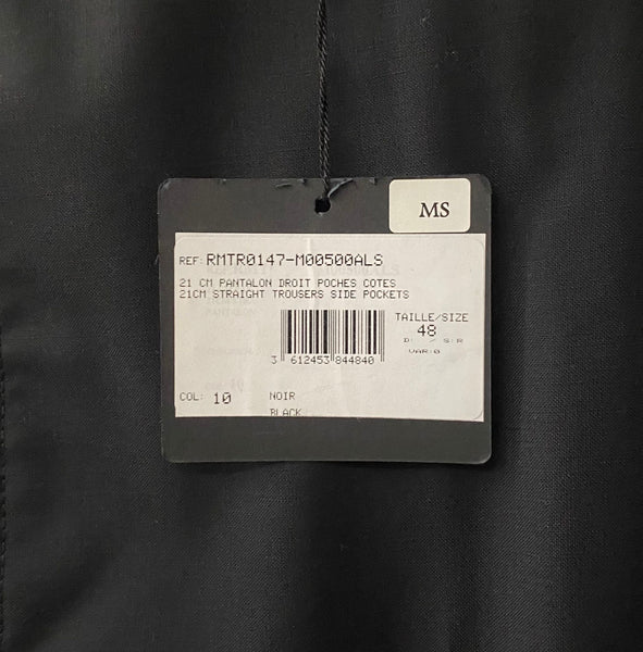 Lanvin Black High Waist Straight Trousers Side Pockets 100% Wool Made in Italy