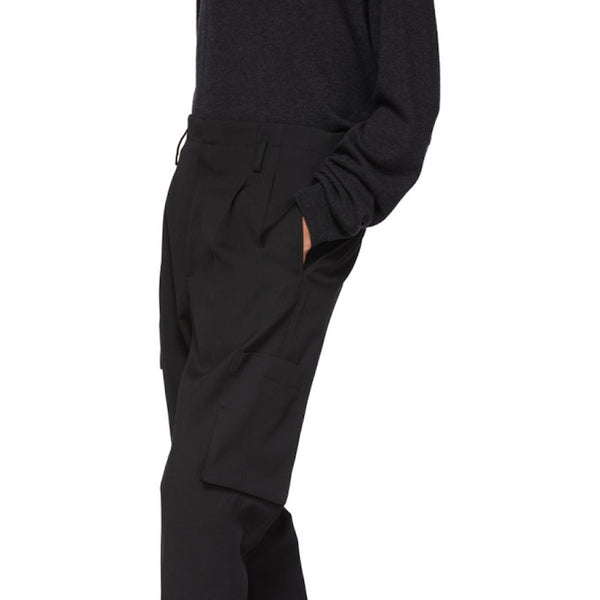 Lanvin Black High Waist Straight Trousers Side Pockets 100% Wool Made in Italy