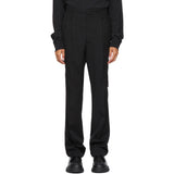 Lanvin Black High Waist Straight Trousers Side Pockets 100% Wool Made in Italy