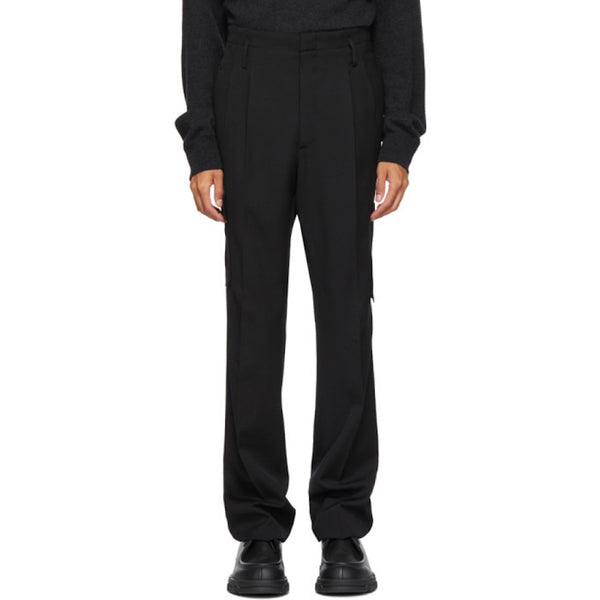 Lanvin Black High Waist Straight Trousers Side Pockets 100% Wool Made in Italy