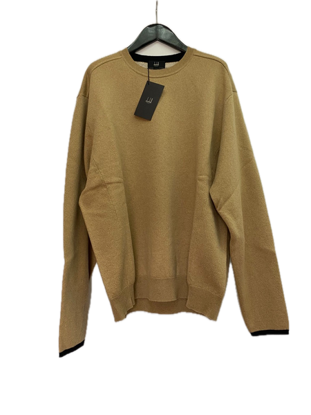 Dunhill Camel Tan Cashmere Cotton Crewneck Sweater Made in Italy