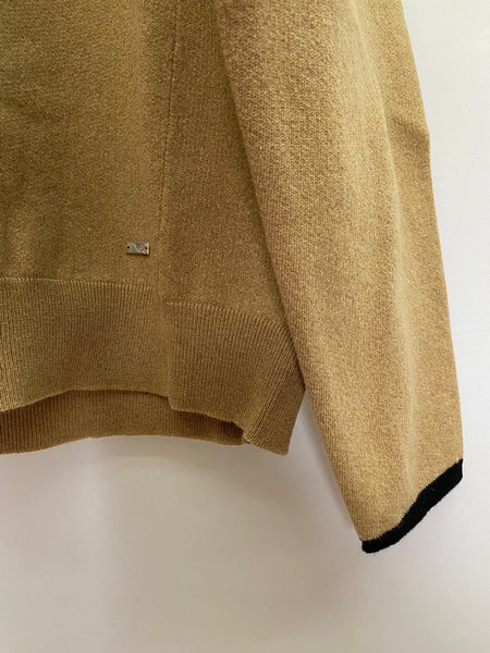 Dunhill Camel Tan Cashmere Cotton Crewneck Sweater Made in Italy