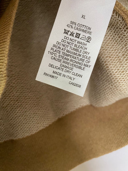 Dunhill Camel Tan Cashmere Cotton Crewneck Sweater Made in Italy