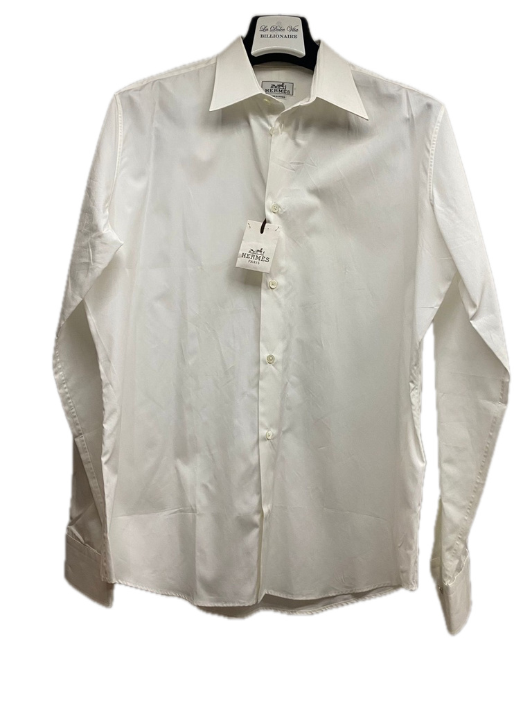 HERMS White Cotton Dress Shirt Made in France b29 Fashion HERMS White Cotton Dress Shirt Made in France b29 Fashion