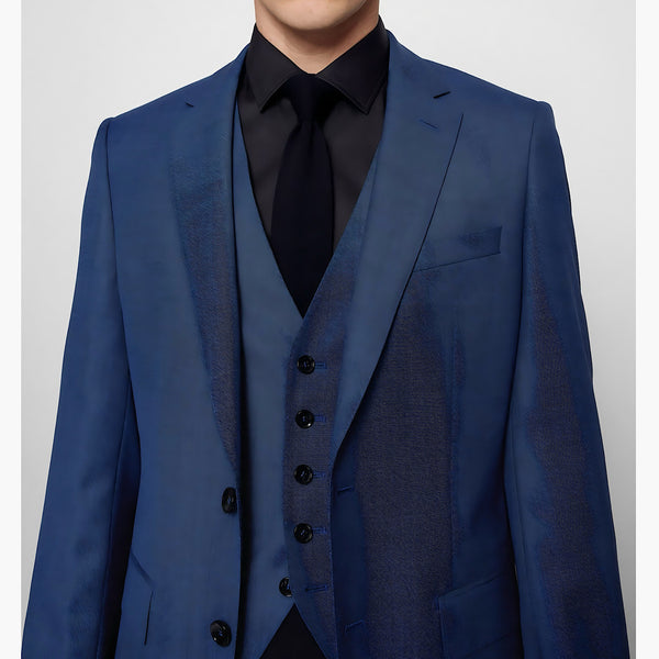 Hugo Boss Blue Rare Super 140s Virgin Wool Extra  Slim Three Piece Suit