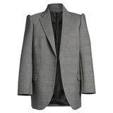 Balenciaga Black & White Checked Wool blend Oversized Blazer Made in Italy