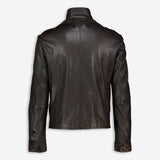 Emporio Armani Mens Dark Brown Lamb Leather Jacket