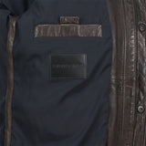 Emporio Armani Mens Dark Brown Lamb Leather Jacket