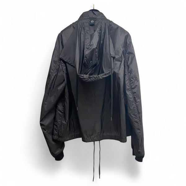 LANVIN Black Oversized Windbreaker Jacket with Hidden Hood