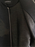Emporio Armani Black Gold Jacquard Wool Blend Men Bomber Jacket