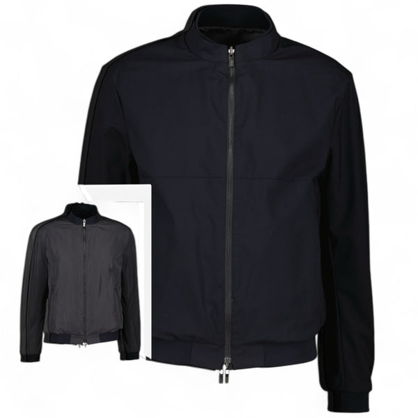 Armani Collezioni Mens Reversible Black/Dark Blue Wool Blend Jacket