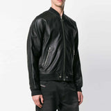 Diesel L-PINS Mens Black Sheepskin Embossed Logo Leather Jacket