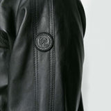 Diesel L-PINS Mens Black Sheepskin Embossed Logo Leather Jacket