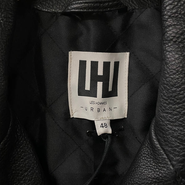 LHU URBAN LES HOMMES Black Cowhide Leather Biker Jacket