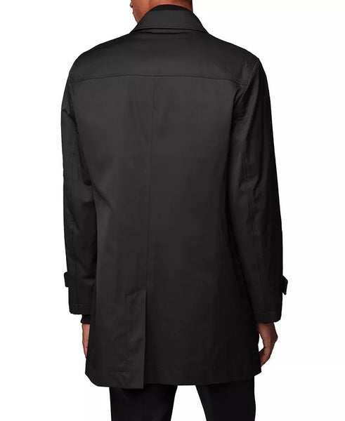 HUGO BOSS Men's Black Dain Water-Repellent Trench Coat