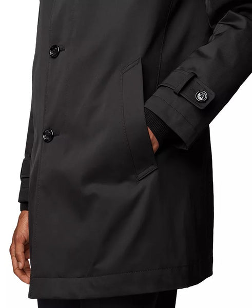 HUGO BOSS Men's Black Dain Water-Repellent Trench Coat