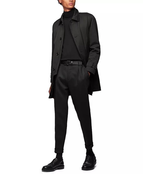 HUGO BOSS Men's Black Dain Water-Repellent Trench Coat