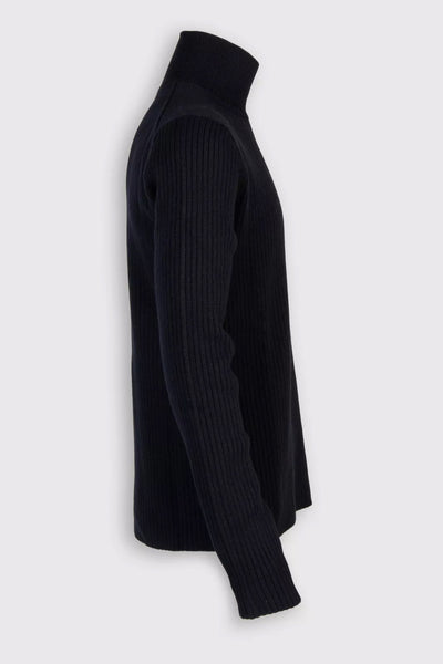 Bottega Veneta Black Cashmere & Wool Ribbed Knit High Neck Jumper Made in Italy