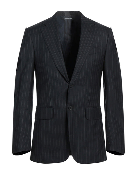 Dunhill Black Pinstripe Wool Slim Fit Blazer Made in Italy