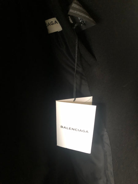 Balenciaga Black Wool Blend Hooded Oversized Overcoat
