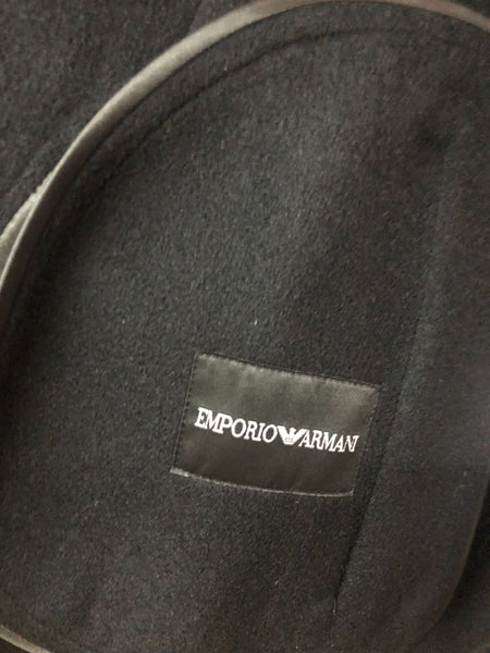 Emporio Armani Charcoal Grey Funnel Neck Cashmere Coat