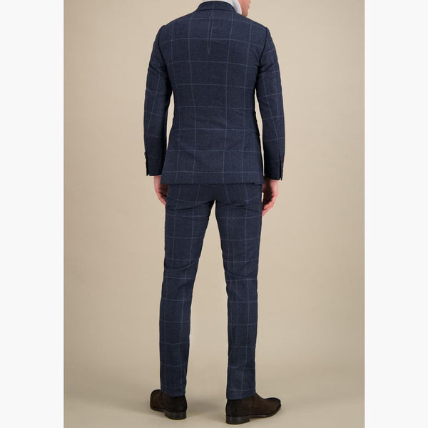 Hackett London Mayfair Navy Windowpane Suit – Fox Brothers Wool Flannel Two Piece Suit
