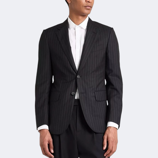 Dunhill Black Pinstripe Wool Slim Fit Blazer Made in Italy