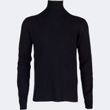 Bottega Veneta Black Cashmere & Wool Ribbed Knit High Neck Jumper Made in Italy