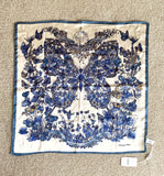 Christian Dior Beauty Blue Butterfly Square 100% Silk Scarf (VIP Gift) Made in Italy (19.7" Square)