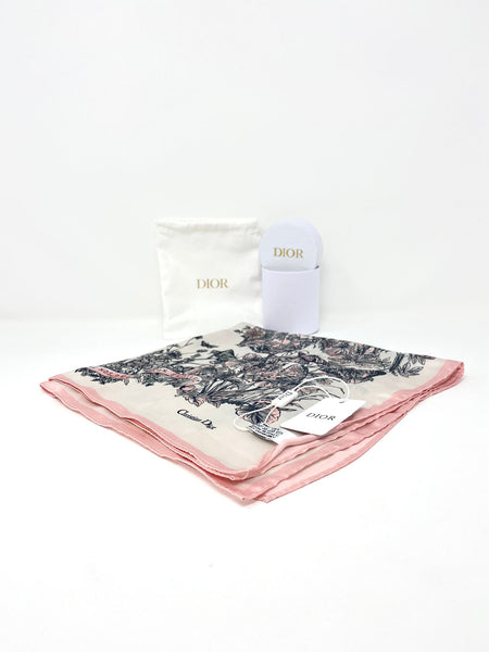 Christian Dior Beauty Pink Butterfly Square 100% Silk Scarf (VIP Gift) Made in Italy (19.7" Square)