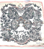 Christian Dior Beauty Pink Butterfly Square 100% Silk Scarf (VIP Gift) Made in Italy (19.7" Square)